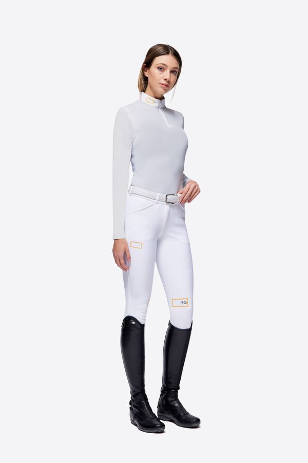 POLO DA EQUITAZIONE A MANICHE LUNGHE DONNA RG GRIGIO CHIARO