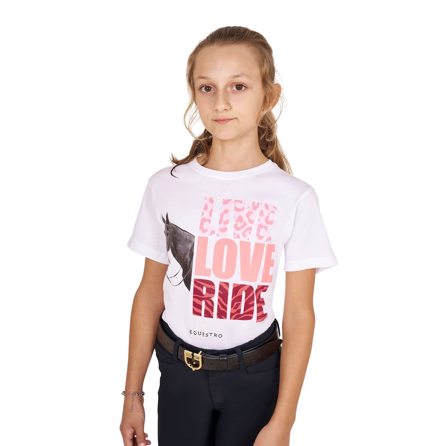 T-SHIRT DA BAMBINA IN COTONE LIVE LOVE RIDE EQUESTRO (TG.12 ANNI)