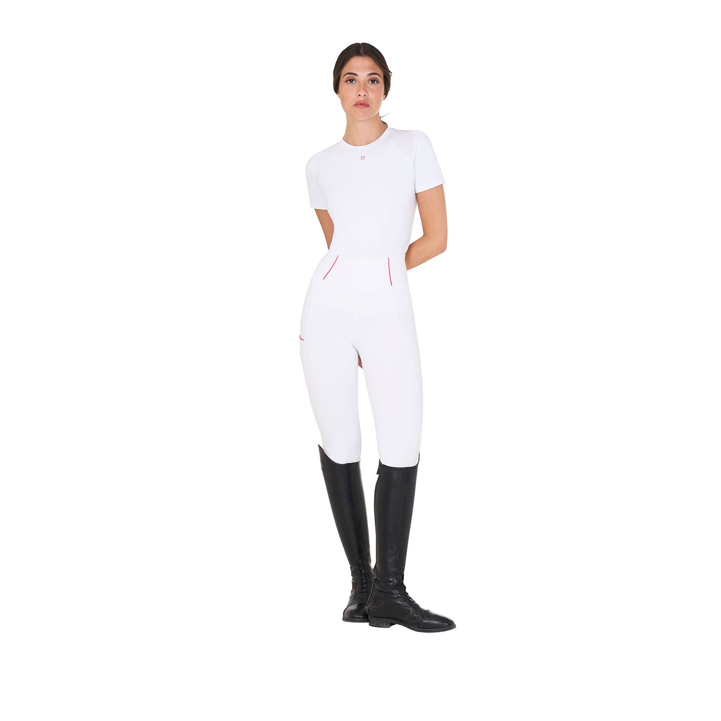 LEGGINGS DONNA SLIM FIT FULL GRIP BIANCO/FUCSIA S2025