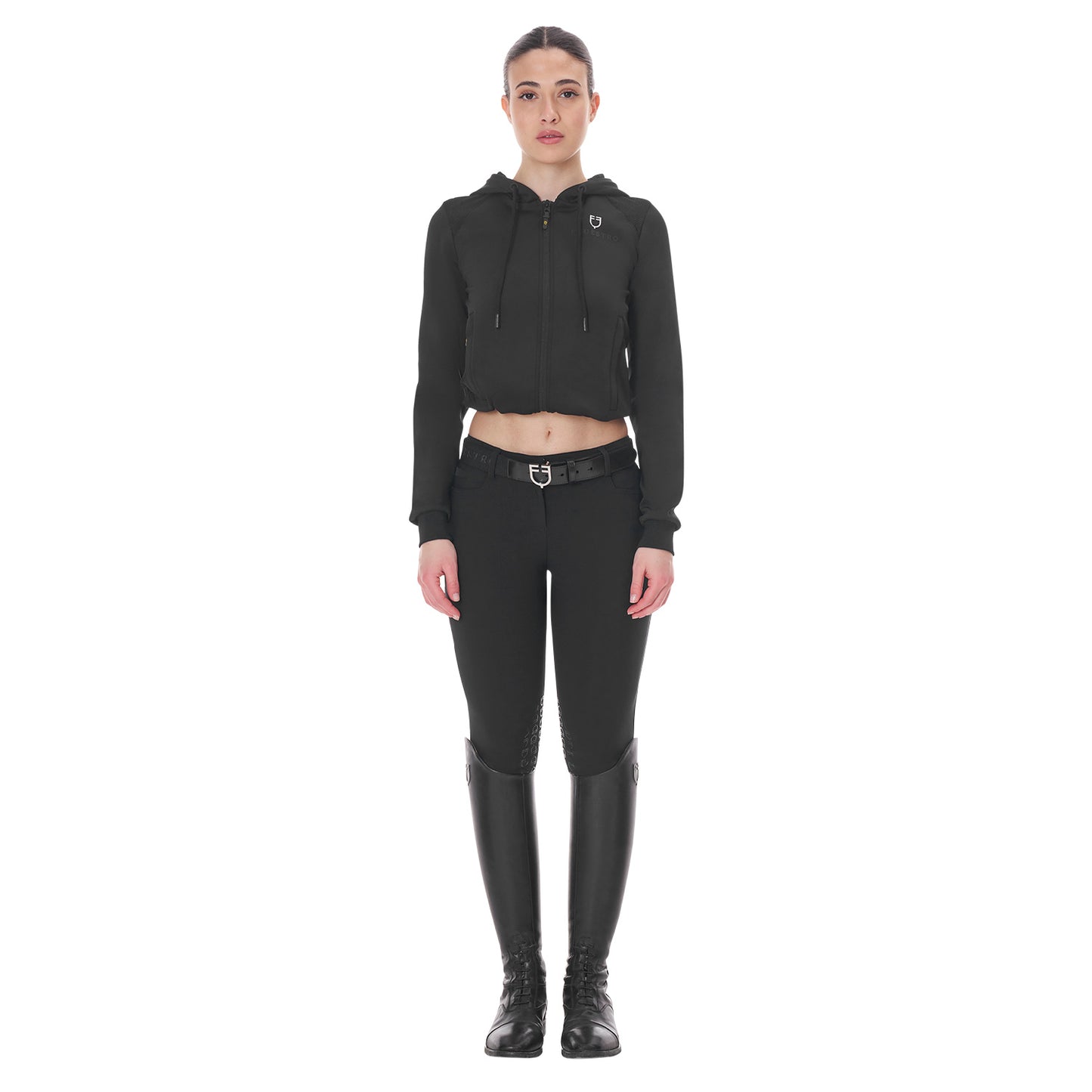 FELPA DONNA CROPPED CON CAPPUCCIO EQUESTRO S25