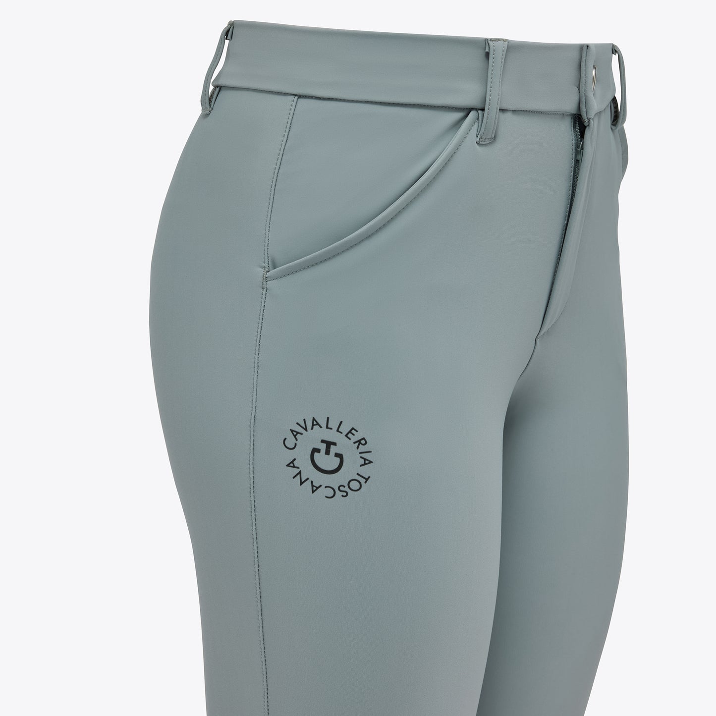 PANTALONI CAVALLERIA TOSCANA DA BAMBINO UNISEX JUMPING GRIP AL GINOCCHIO GRIGIO PIETRA FW2024