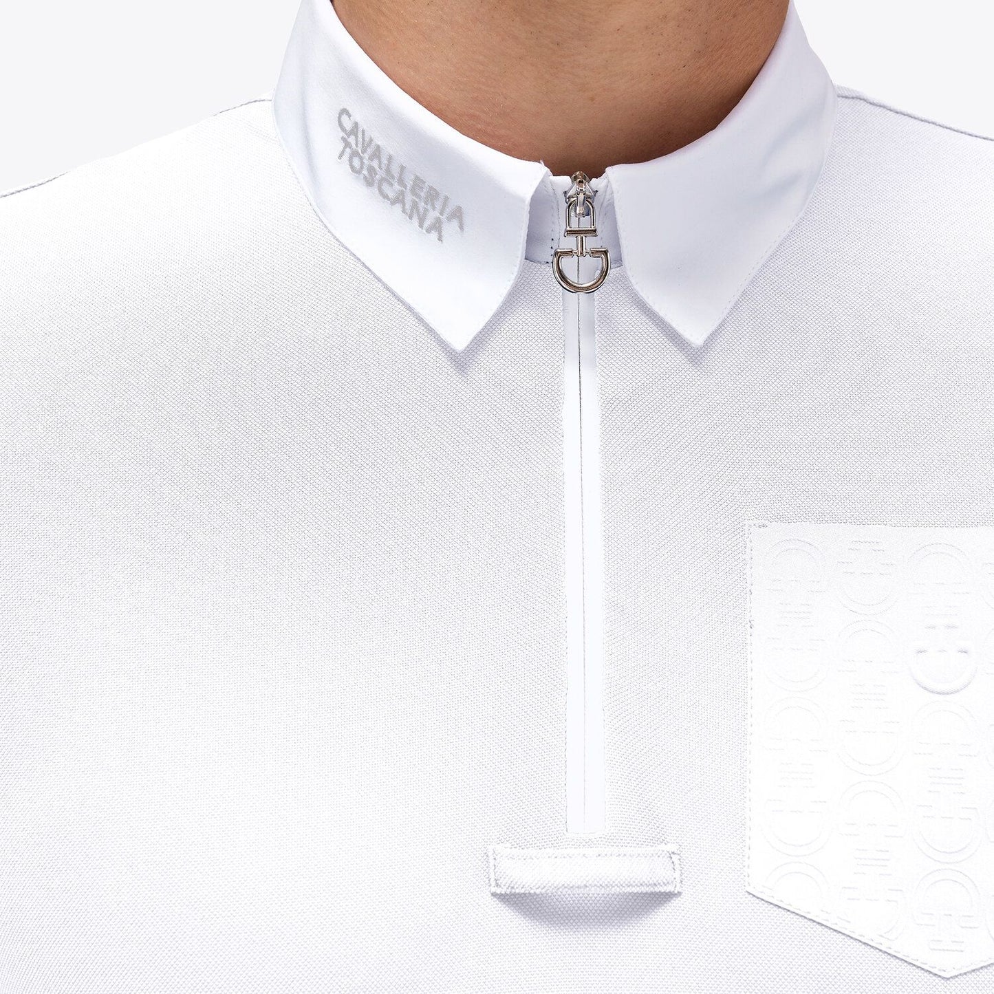 POLO DA COMPETIZIONE CON ZIP DA UOMO CT BIANCA