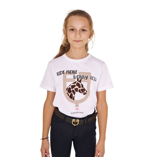 T-SHIRT DA BAMBINA IN COTONE RIDE MORE WORRY LESS BIANCA (TG.14 ANNI)