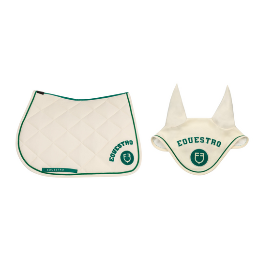 SET SOTTOSELLA + CUFFIETTA EQUESTRO COLLEGE BIANCO/VERDE S2025
