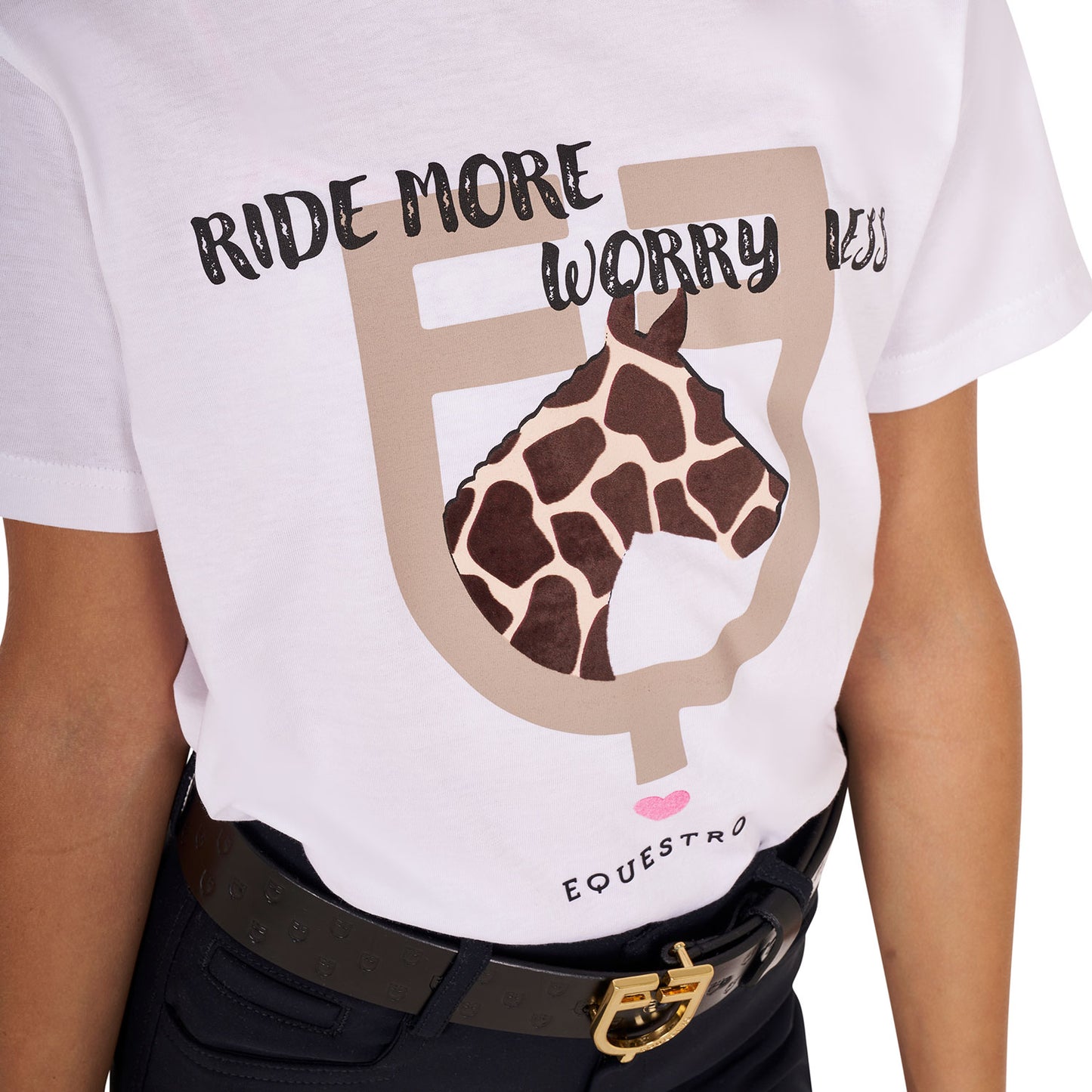 T-SHIRT DA BAMBINA IN COTONE RIDE MORE WORRY LESS BIANCA (TG.14 ANNI)