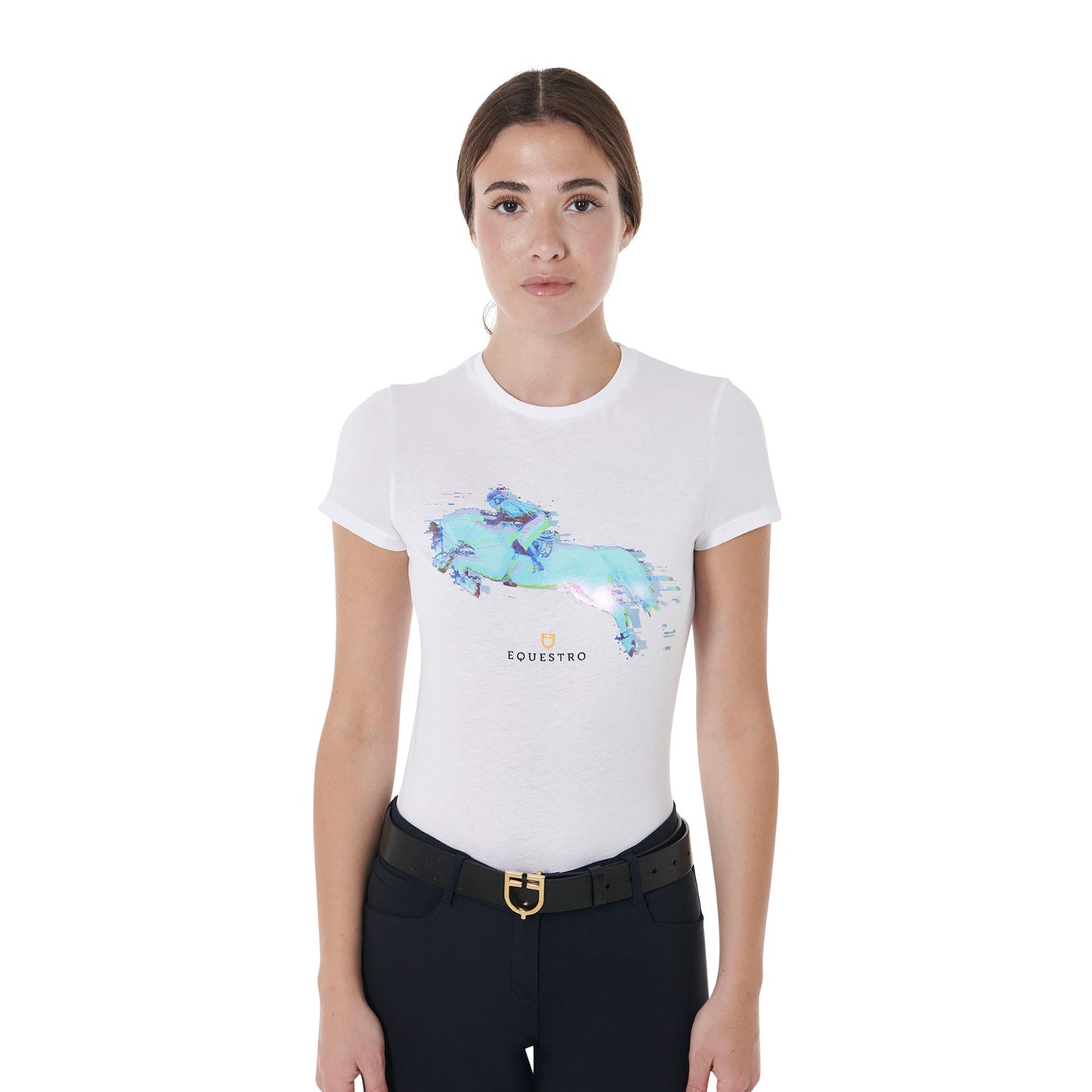 T-SHIRT DONNA SLIM FIT STAMPA JUMP EQUESTRO