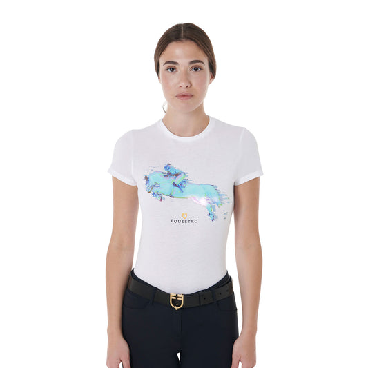 T-SHIRT DONNA SLIM FIT STAMPA JUMP EQUESTRO