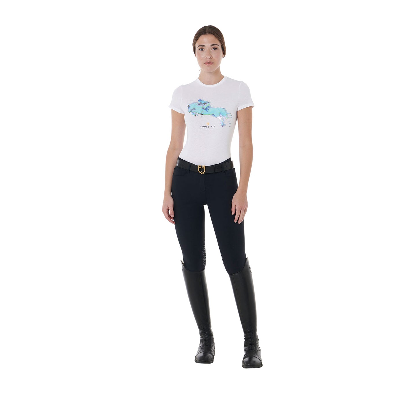 T-SHIRT DONNA SLIM FIT STAMPA JUMP EQUESTRO