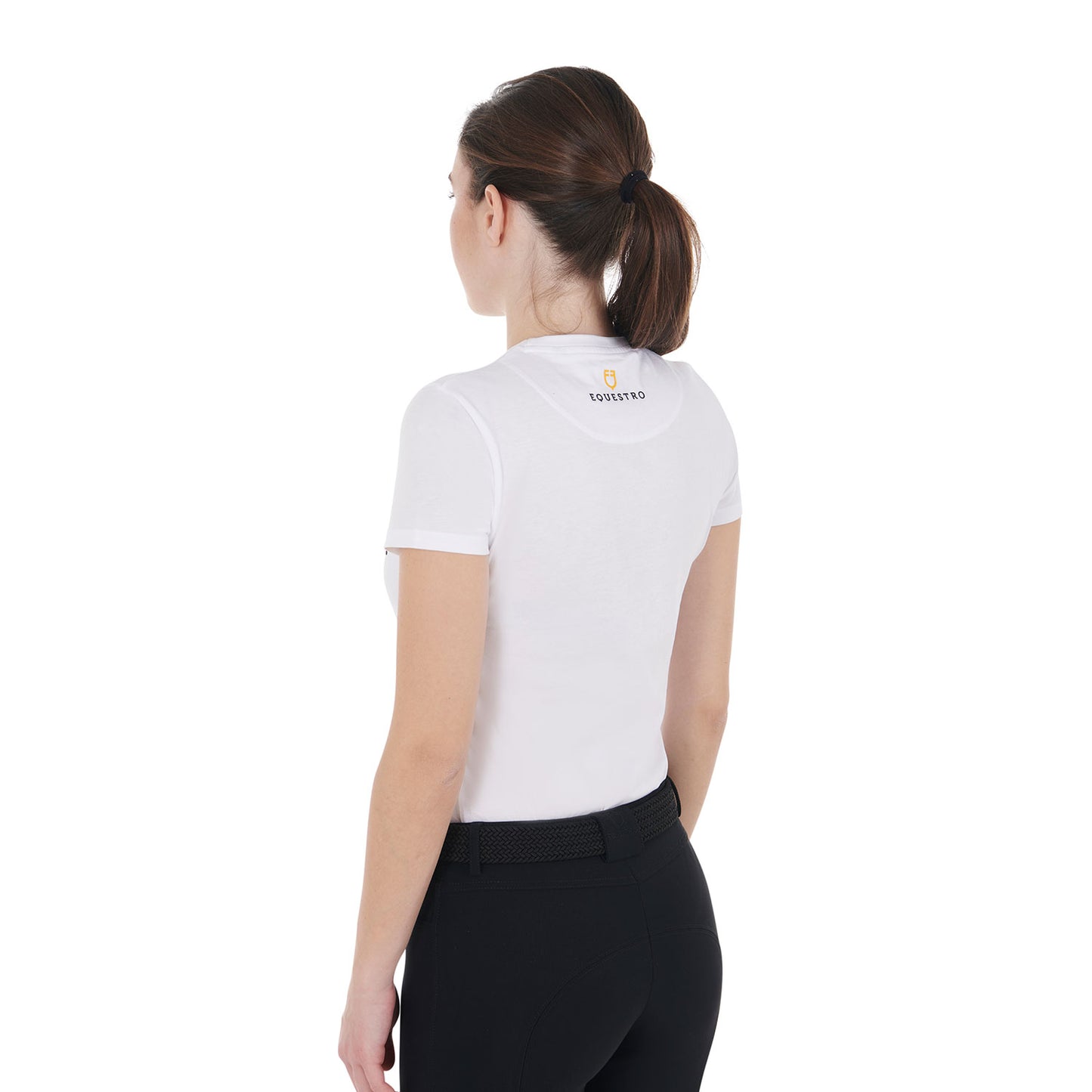 T-SHIRT DA DONNA IN COTONE HORSE LOVER EQUESTRO NERA (TG.M)