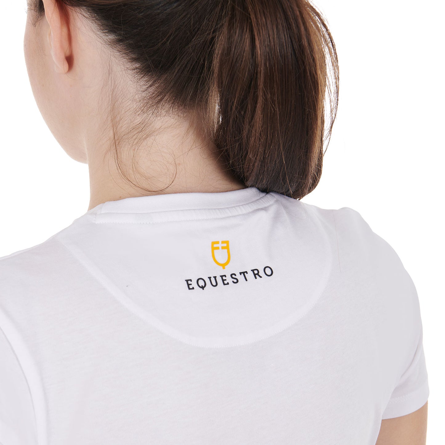 T-SHIRT DA DONNA IN COTONE HORSE LOVER EQUESTRO NERA (TG.M)