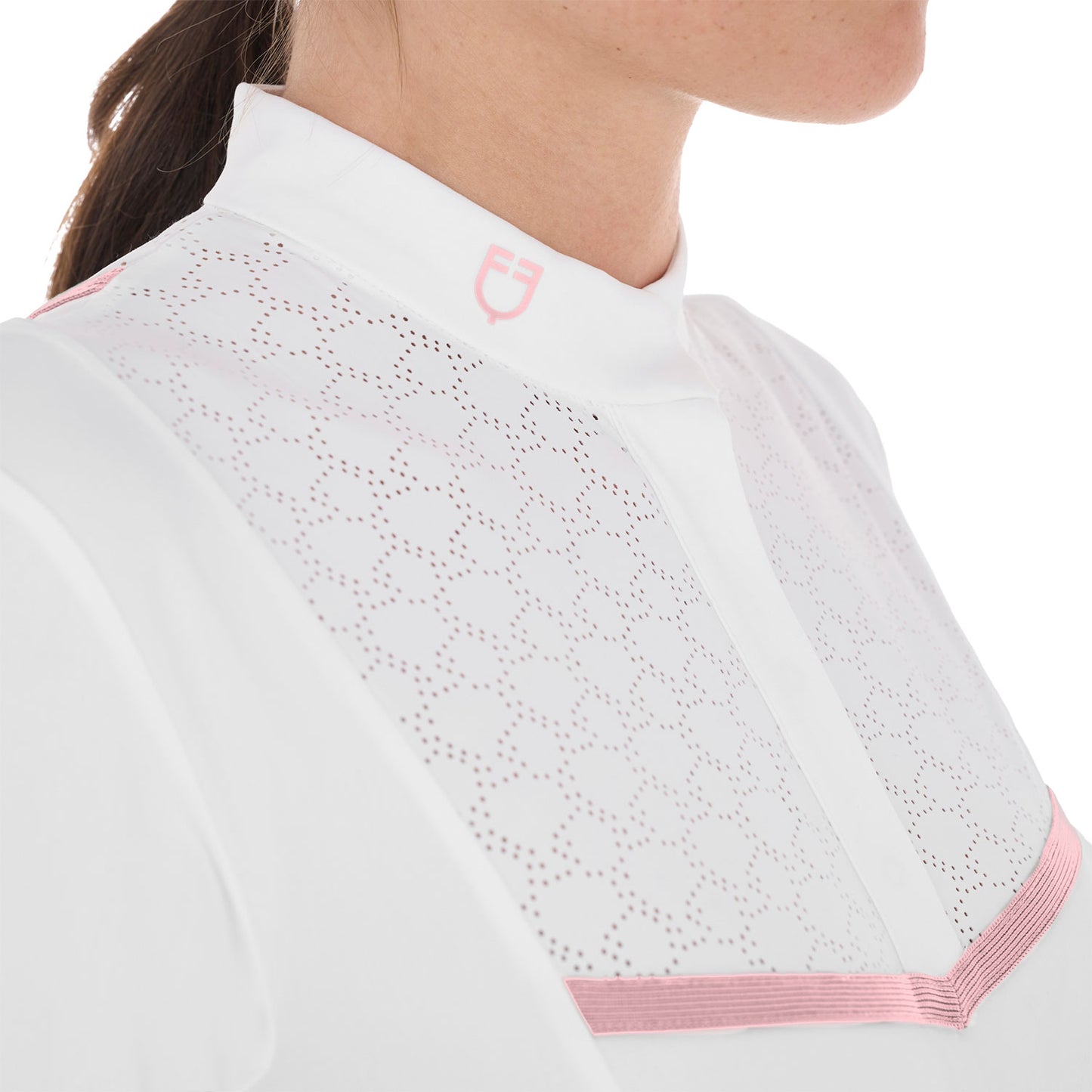 POLO CONCORSO DONNA SLIM FIT CON INSERTI TRAFORATI SUL PETTO