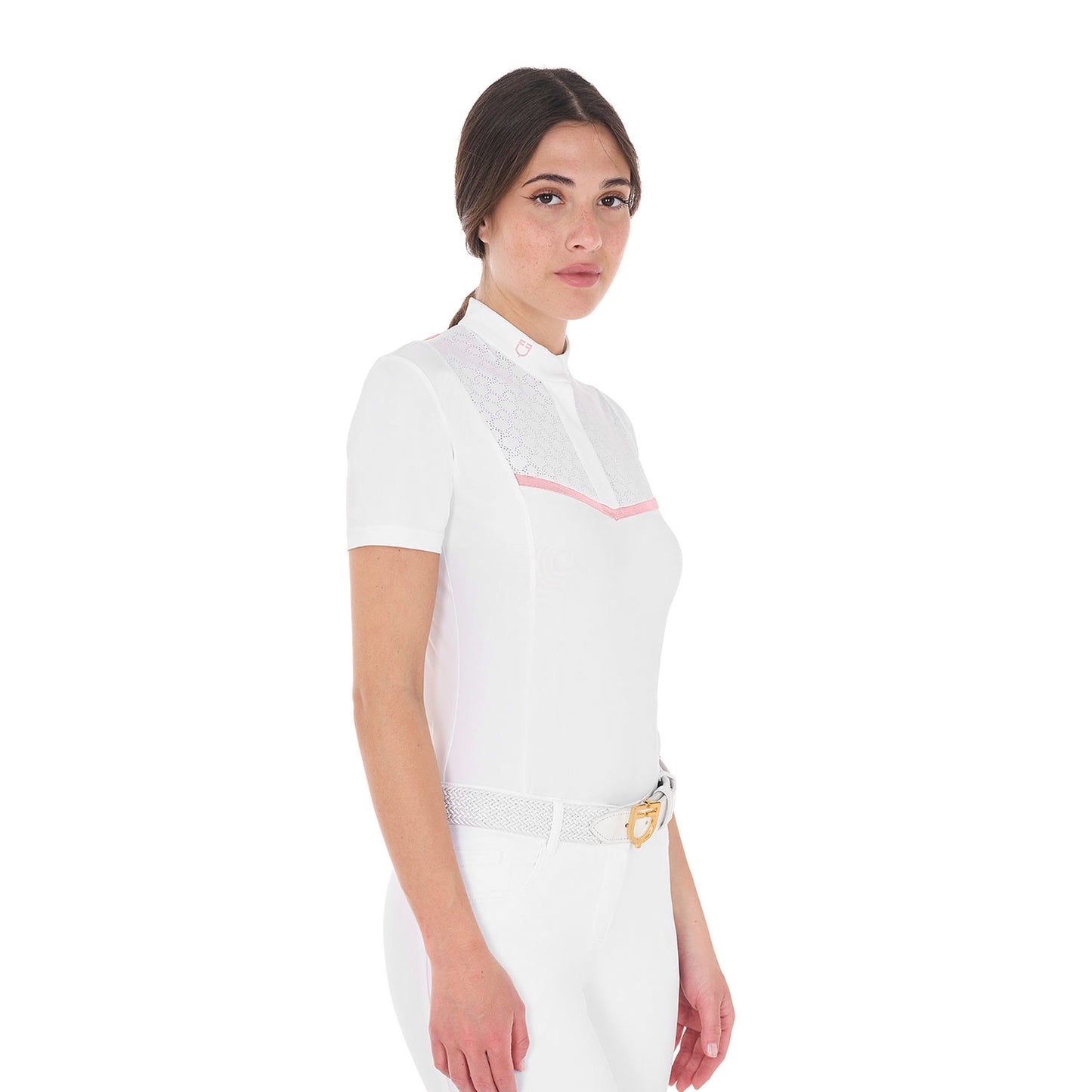 POLO CONCORSO DONNA SLIM FIT CON INSERTI TRAFORATI SUL PETTO