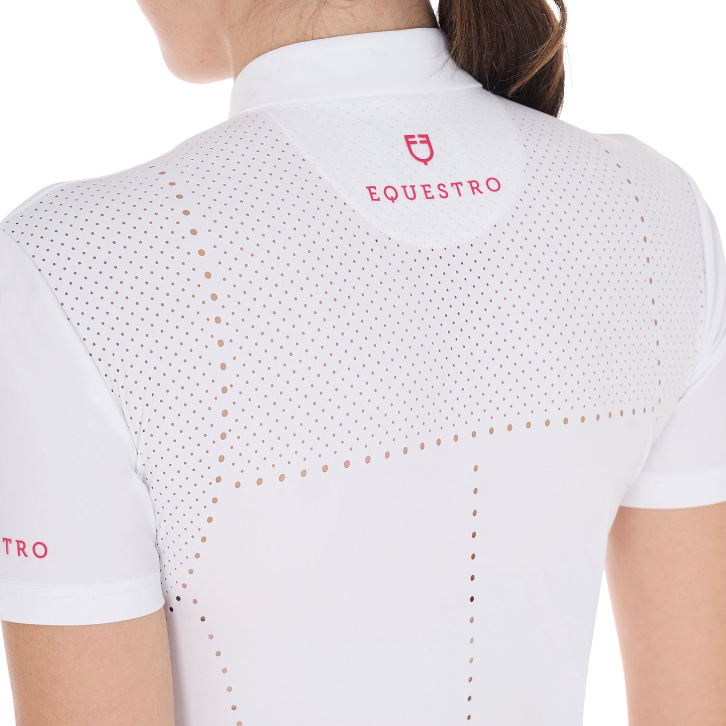 POLO CONCORSO DONNA  SLIM FIT IN TESSUTO TRAFORATO E ZIP EQUESTRO S25