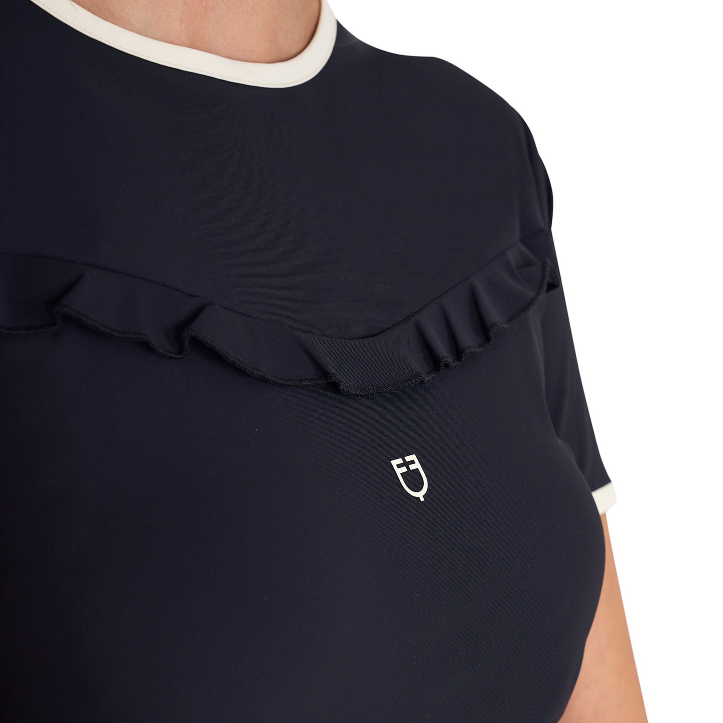 T-SHIRT DA ALLENAMENTO DONNA SLIM FIT CON RUCHES SUL PETTO EQUESTRO S25