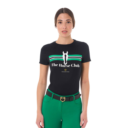 T-SHIRT DONNA STRIPE HORSE IN COTONE CON STAMPA EQUESTRO S25
