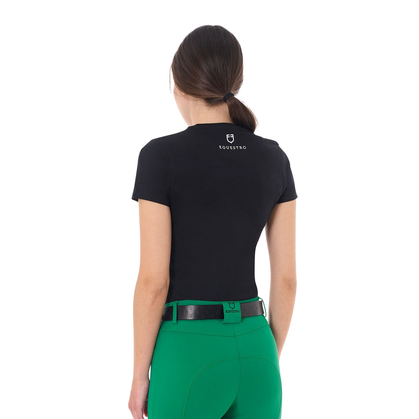 T-SHIRT DONNA STRIPE HORSE IN COTONE CON STAMPA EQUESTRO S25