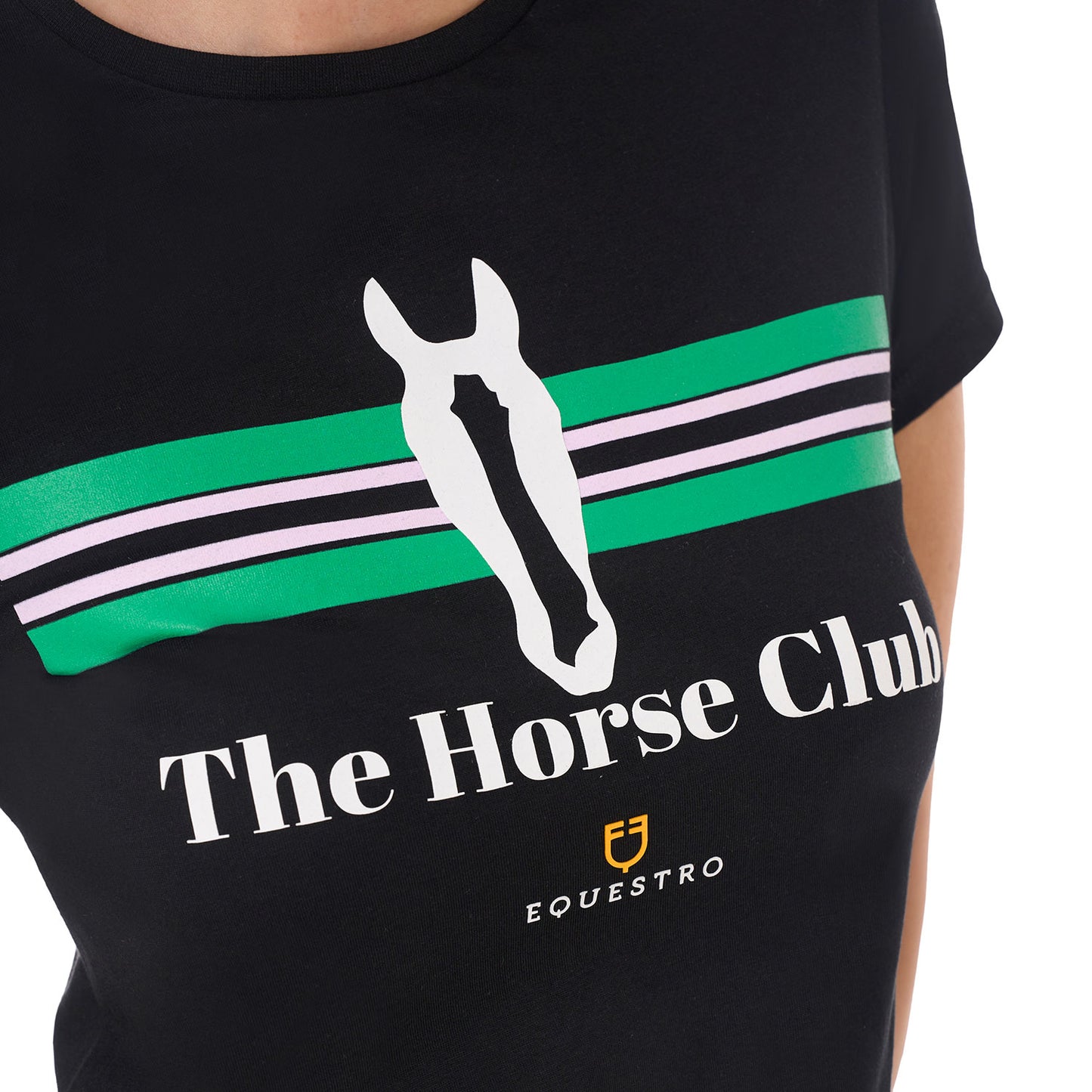 T-SHIRT DONNA STRIPE HORSE IN COTONE CON STAMPA EQUESTRO S25