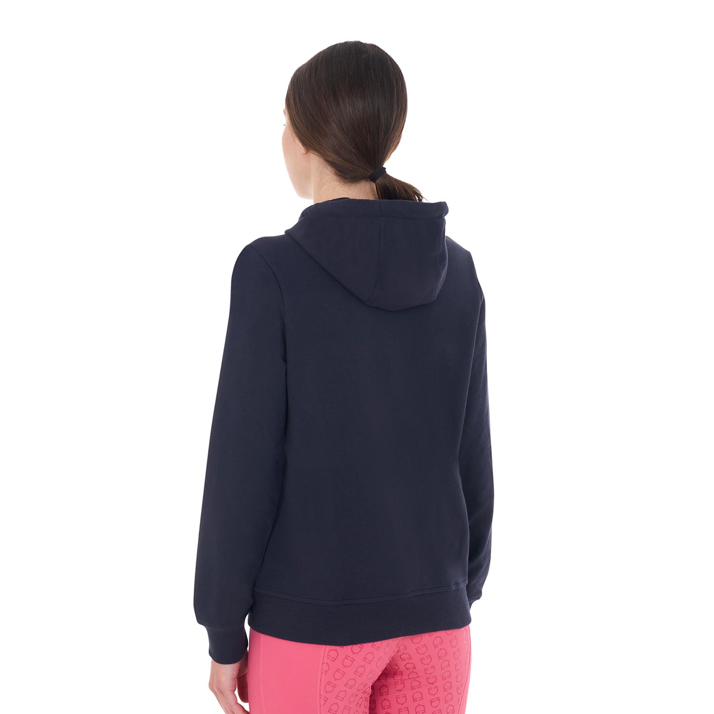 FELPA DONNA CON CAPPUCCIO, ZIP E SCRITTA EFFETTO SPUGNA