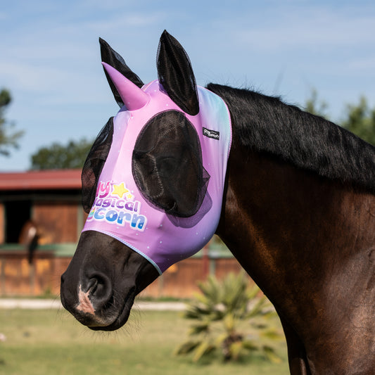 MASCHERA ANTI MOSCHE CON RETINA COPRIORECCHE UNICORNO