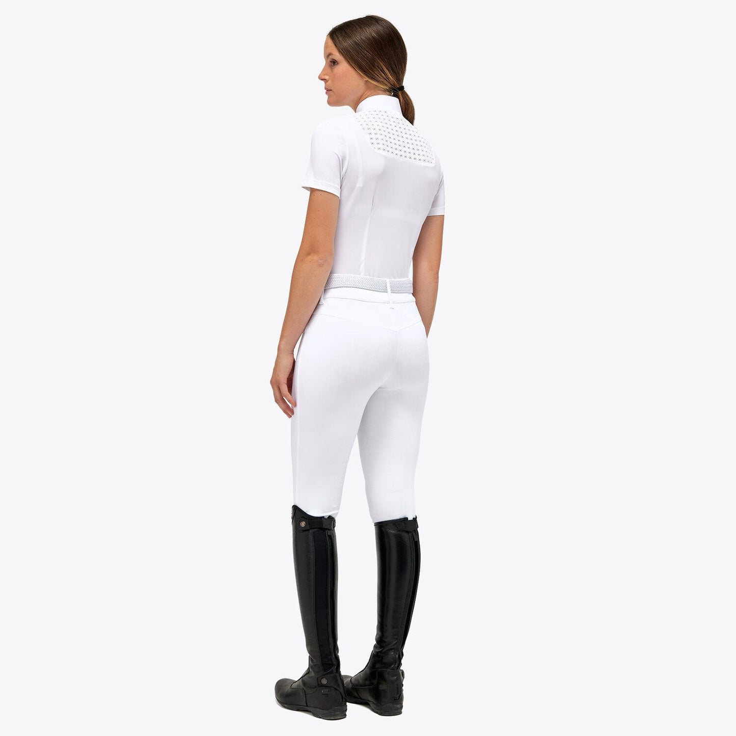 POLO DA COMPETIZIONE LEGGERA IN PIQUET CON ZIP DA DONNA CT BIANCA
