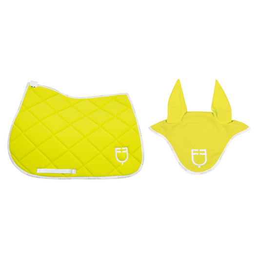 SET SOTTOSELLA E CUFFIETTA DA SALTO IN TESSUTO TECNICO CON LOGO EQUESTRO LIME (TG.FULL)