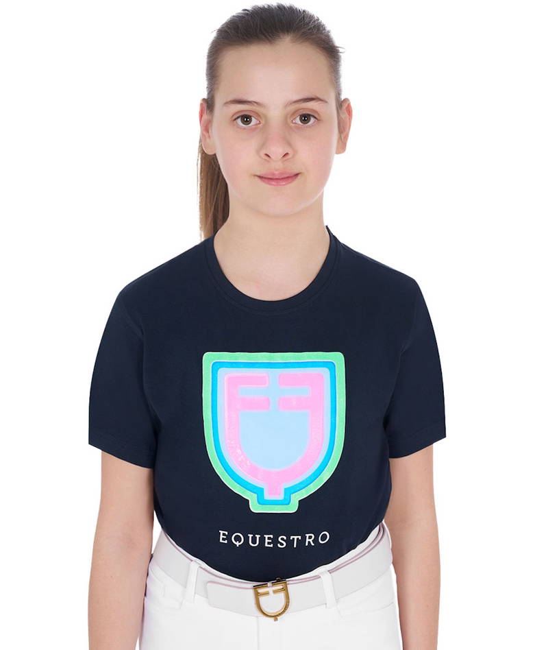 T-SHIRT BAMBINA SLIM FIT CON STAMPA LOGO PSICHEDELICO EQUESTRO