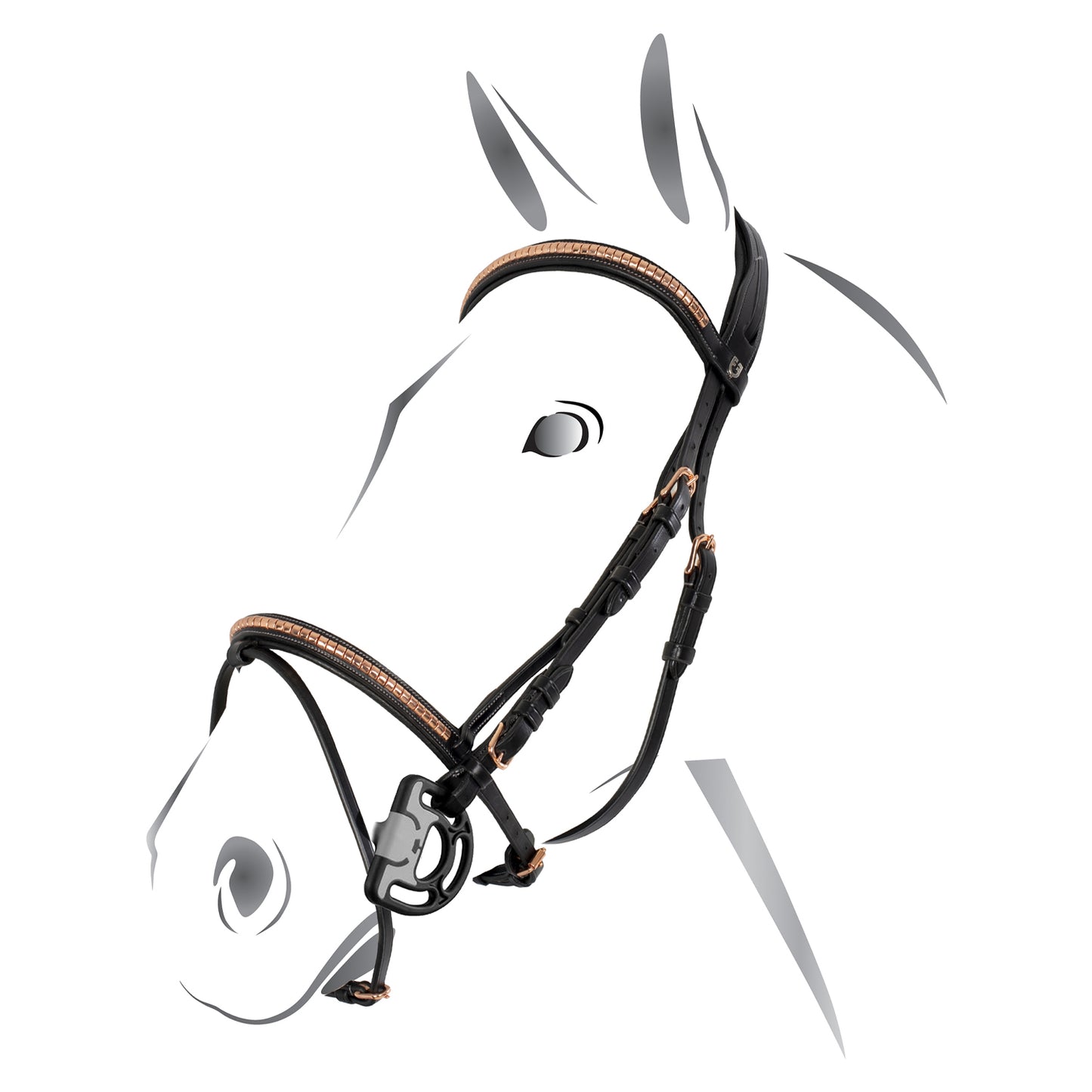 TESTIERA EQUESTRO MODELLO CLINCHER ORO ROSA
