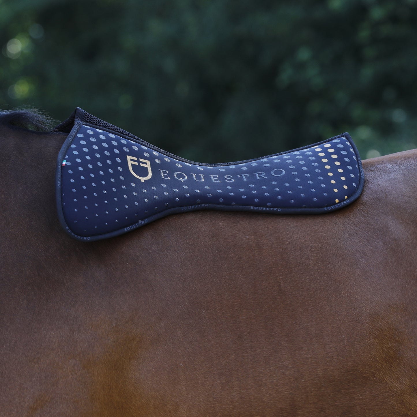 COMPENSATORE EQUESTRO TESSUTO TRAFORATO SUL GARRESE MEMORY FOAM CON GRIP LOGO GIALLO